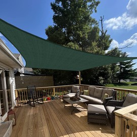 E&K Sunrise 7' x 15' Sun Shade Sail Rectangle Canopy Shade Cover UV Block for Patio Backyard Garden Outdoor (Green)