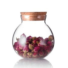 Glasbehälter mit Korkverschluss, Aufbewahrungsglas, rund, transparent, 500 ml.