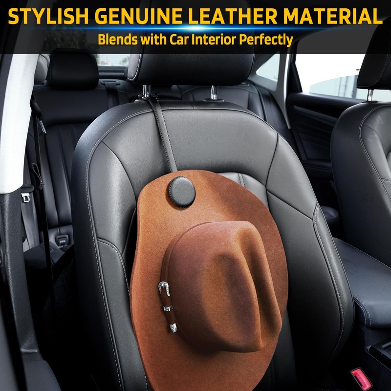 LANVRION Cowboy Hat Holder for Truck, Magnetic Hat Clip Leather
