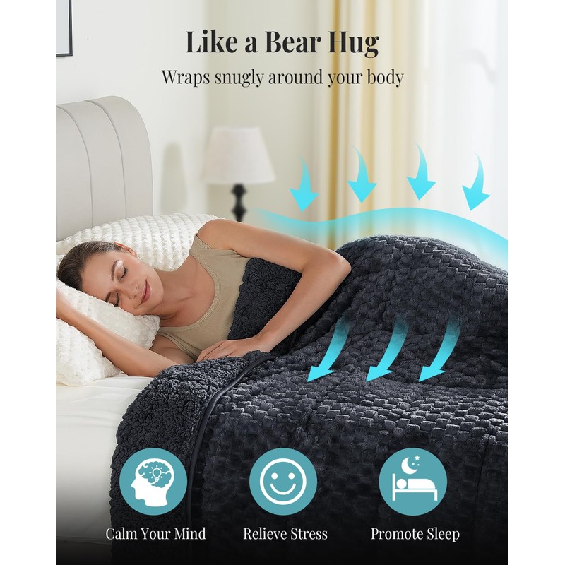 Topblan Weighted Blanket for Adults (60" x 80" 15lbs, Dark