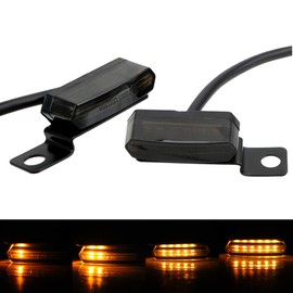 ANKIA 2PCS 12V Universal Motorcycle Mini Flowing LED Turn Signal Indicator Blinker Light Brake Clutch Lever Flasher For Harley Honda Suzuki Kawasaki Yamaha Cafe Racer Cruiser ATV Motocr (Black)