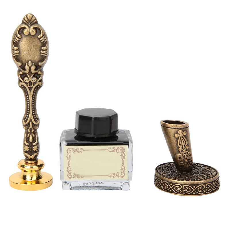 European Retro Stainless Steel Nibs Dip Writing Feather Pen Wax