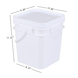 Teyyvn 4 Pcs 3 Gallon Square Bucket with Lid and Plastic Handles, White Plastic Utility Bucket Pail with Lid for Food Storage