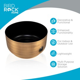 BIRDROCK HOME Decorative Footed Garden Water Hose Holder Pot - 100ft Hose Storage Metal Steel, Hidden Garden Hose Keeper w/Drain Holes, Hose Hider for Indoor Outdoor Patio Yard - Antique Bronze