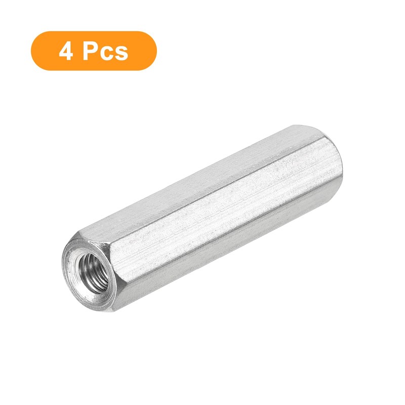 sourcing map M6 x 1-Pitch 50mm Length Coupling Nuts, 4pcs
