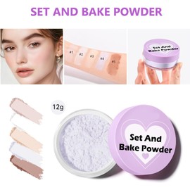 Polvo fijador, polvo facial con control de brillo 24, maquillaje de acabado para hornear que extiende uso del maquillaje para mujeres y niñas, ajuste suelto