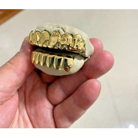 Big Dawgs Bling Hip Hop 14K Gold GP Mouth Teeth Grills Grillz Set Ace Card Deck Vegas Casino