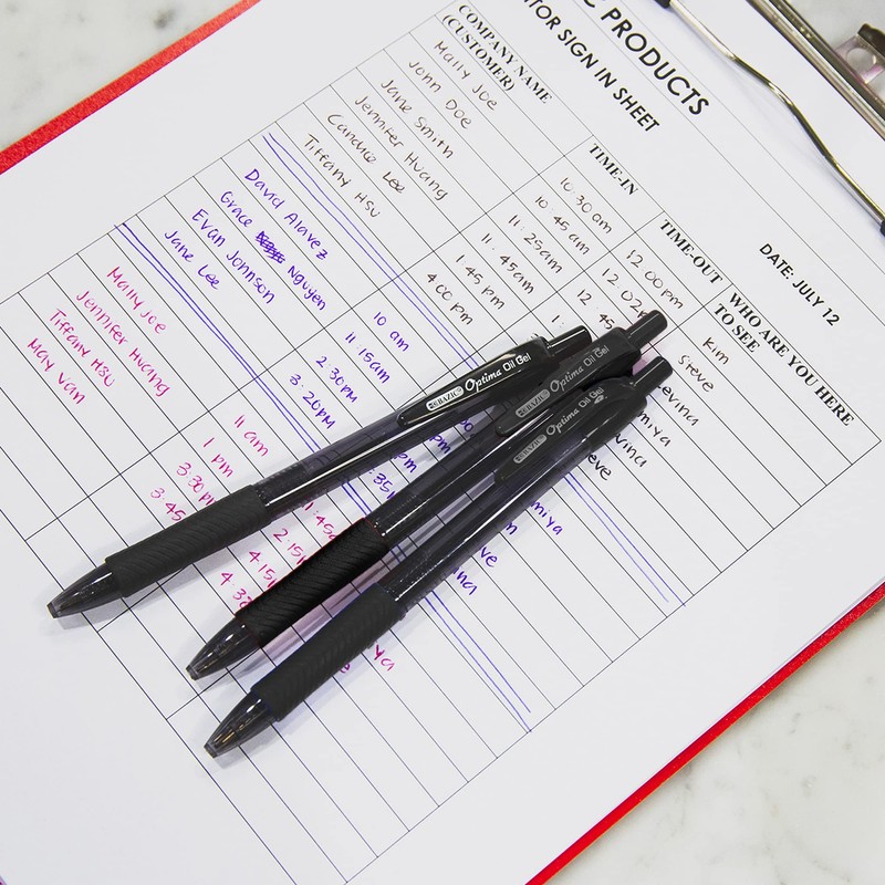 BAZIC Oil Gel Ink Retractable Pen Optima Black Color, 0.7
