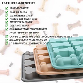 3Pack Dog Bone Silicone Mold, Dog Treat Mold,Baking Mold, Used for Jelly, Candy, Chocolate,Ice Cube, Can Bake Snack Biscuits