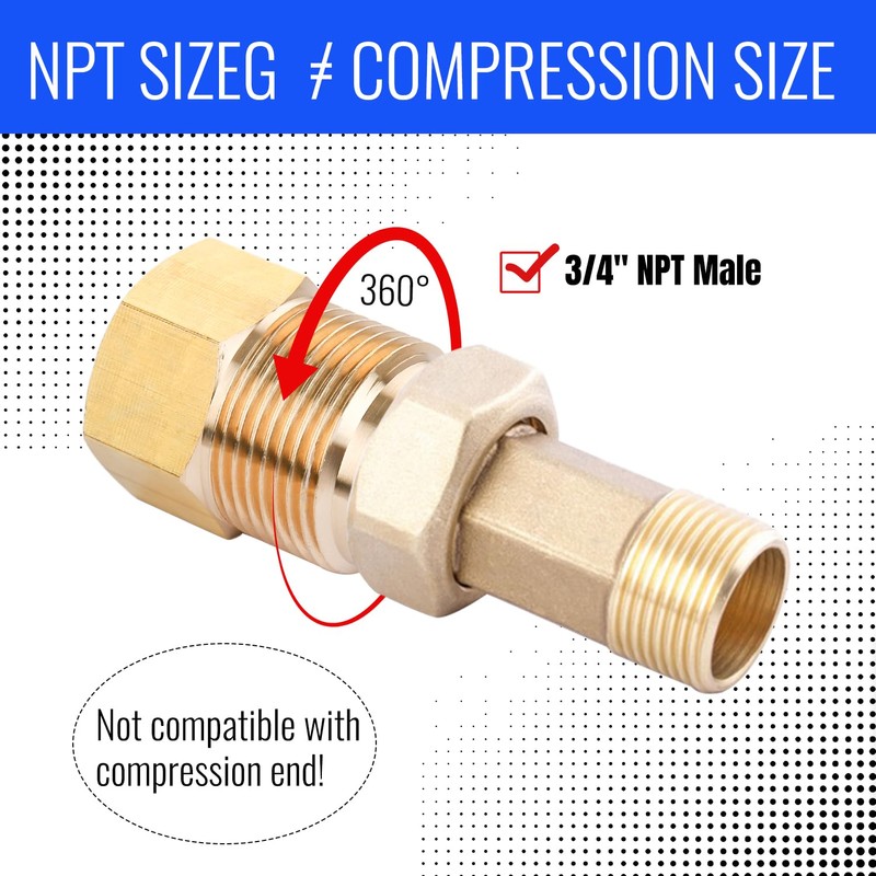 Brass Pipe Adapter - 5/8" SAE Female to 3/4" SAE