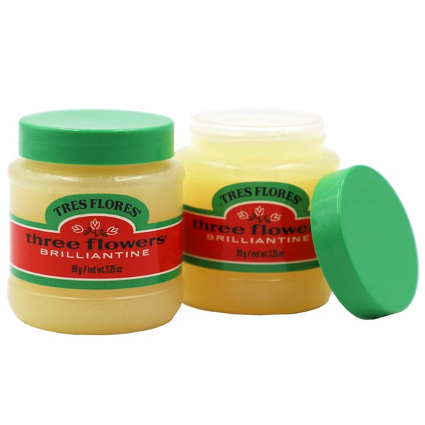 Three Flowers Solid Brilliantine, Men Hair Styling Product, 2-Pack of