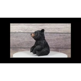 Rustic Western Forest Wonders Sitting Baby Black Bear Cub Whimsical Figurine