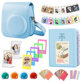 EVOARL Instant Camera Accessory Set Compatible with Instax Mini 12, Beautiful Gift Set Including Camera Bag, Photo Album, Photo Frame, Colourful Filter, Photo Sticker, etc. (Pastel Blue)