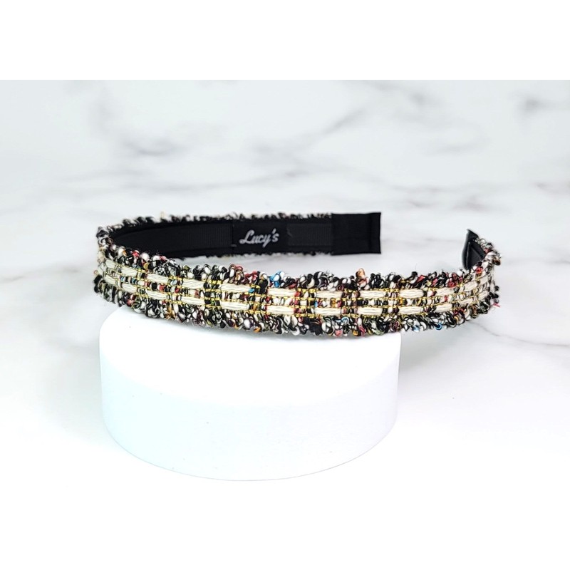Burnaby tweed woven yarn wide hairband / 버나비 트위드 엮은