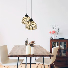 UYYTBPA Tiffany Pendant Light 8 Inches Hanging Light Fixtures Vintage Swag Ceiling Lamp Small Stained Glass Hanging Lamp