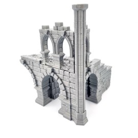 QP3D Battle Ruined Building Wall, Terrain Scenery for Tabletop & RPG 28-32 mm Miniatures Wargame Props DND D&D, 3D Printed and Paintable