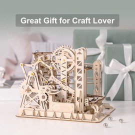 Rowood Marble Run 3D Puzzle, Wooden Town Models for Adults to Build, DIY Mechanical Craft Kit,Teen Boy Gifts on Birthday Christmas - Marble Explorer