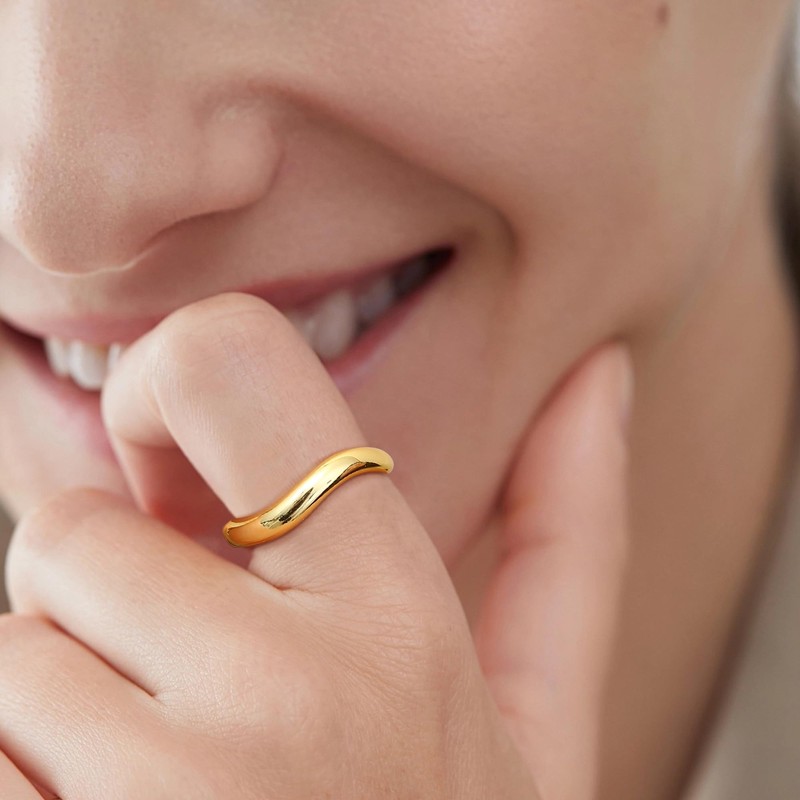 Adramata Ring 925 Silver Women's 14K Gold-Plated Engagement Ring Wedding