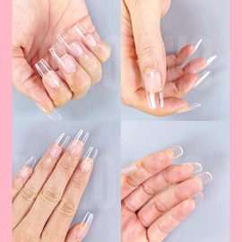 NOVO OVO Medium Square Nail Tips Extra Thick Press on No C Curve, quadratisch Nagelspitzen künstliche Nagelverlängerung vollständige Abdeckung Nägel Acryl, Maniküre Salon DIY x 14 Größen, 224 Stück