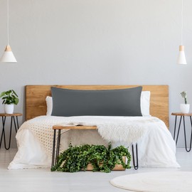 PiccoCasa Brushed Body Pillowcases with Roll Rim, Soft Breathable Delicate Piping Pillow Covers with Zipper Closure Dark Grey 50x140cm (4ft. 6in.)