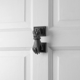 Renovators Supply Manufacturing Door Knockers for Front Door 4 in. Cast Iron Hand Shaped Door Knocker with Mounting Hardware