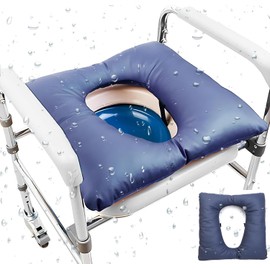 GFERTRE Bedside Commode Cushion, Universal Fit, Soft Padded Toilet Seat Cover,Warmer Washable Padded Camping Toilet Cushion Covers,Commode Chair Cushion 16.5" X 16.5"with Fixing Straps