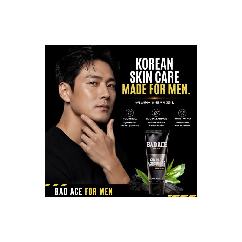 BAD ACE Humectante Facial Carbón para Hombres - Summit Rain...