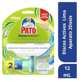 Pato Discos Activos Gel Limpiador para Sanitarios, Lima Fresca, 1 Aplicador y 2 Discos 12 g