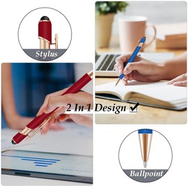 18pcs Ballpoint Pens with Stylus Tips, 1.0mm Black Ink Metal Pen Stylus with 10pcs Refills, Premium 2 in 1 Stylists Ballpoint Pens, Comfortable Writing Pens for Touch Screen, Students (18 Colors)