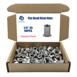 1/4"-20 90PCS SAE Rivet Nut Ass 304 Stainless Steel Flat Head Threaded Rivet Insert Knurled Rivet Nuts