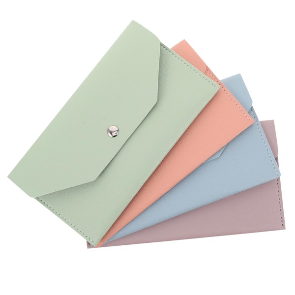 Operitacx 4pcs PU Leather Cash Envelope Wallet Minimalist Card Holder