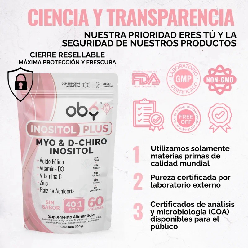 Myo Chiro Inositol Plus 300g Ácido Fólico Zinc Vitaminas Prebióticos