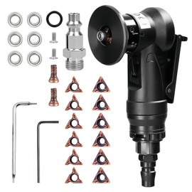 Fuikupe Pneumatic Chamfering Machine Mini Air Chamfer Tool Handheld 45° Arc Burr Trimming Pneumatic Chamfering Tool for Metal Trimming Chamfer Deburring (6R + 6C Angle Inserts + 6 Bearings)