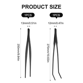 Hongoen 2 pieces aquarium tweezers set, straight and curved, long tweezers, tweezers, aquarium, reptile food tweezers, stainless steel protective finger tweezers for reptiles, water plants
