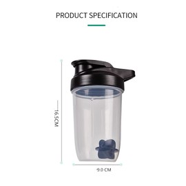 CHNLML Protein Shaker Bottle 400ML/16Oz w. Shaker Ball for Protein Shake, Shaker Bottle with Mixing Ball, Leak-Proof, BPA-Free, for Gym, Workout, Juice Mixer (Light Blue/Clear, 16Oz-400ML-1Bottle)