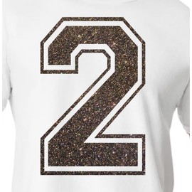 Número 2 con purpurina de 8 pulgadas (dos 2) - Número grande de transferencia de calor para jerseys, camisetas, uniformes deportivos, baloncesto, fútbol, estilo C (nogal oscuro 2)