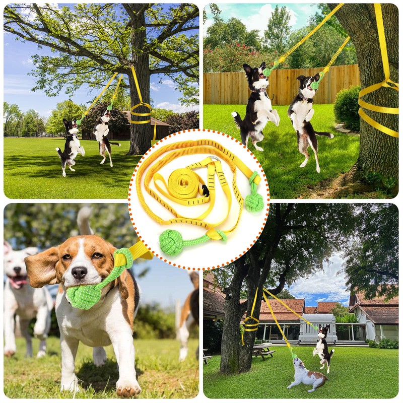 HOKINETY Dog Hanging Bungee Tug Toy for Two Dogs: Interactive