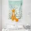 ABAKUHAUS Fox Tapestry and Bedspread, Red Fox Winter Forest Christmas