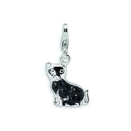 Amore LaVita Sterling Silver Cat Fancy Lobster Clasp Bracelet Charm