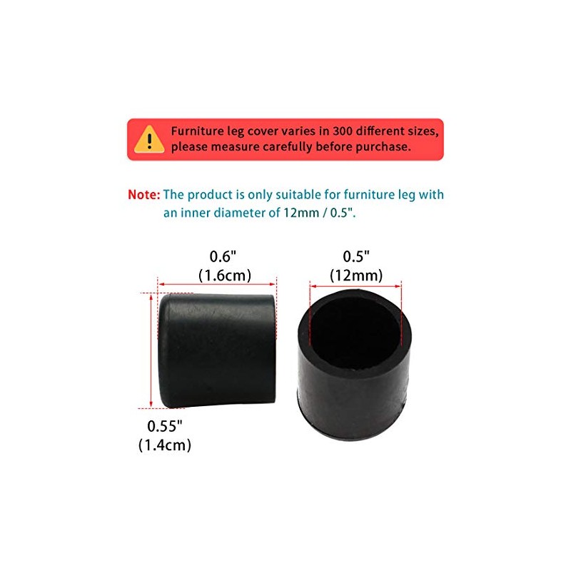 sourcingmap Rubber Round Table Chair Foot Cover Protector 12mm Inner