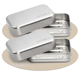 ASAVO 2 x Soap Box Metal Aluminium 9.3 x 6.0 x 3.2 cm (Inner) Rustproof for Travel Soap Box Soap Container Tin Metal Tin Tin Tin Box 2 Pack