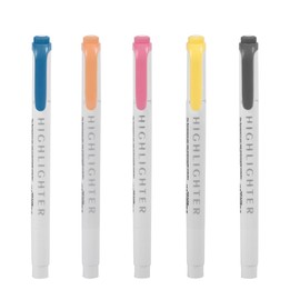 5 Pcs Pastel Highlighters, Dual Tip Marker Pen Assorted Colors Pastel Highlighter Quick Dry Markers for School, Office, Journal (Set C)