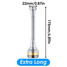 Faucet Sprayer Attachment, 360 Degree Rotatable Splashs Proof Metal Faucet Aerator Spray Head for Home Kitchen(Extended Length)