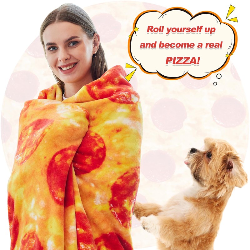 RAINBEAN Pizza Blanket, Realistic Funny Food Blankets, Novelty Nap Lightweight