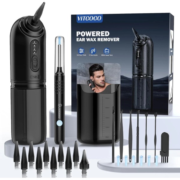 VITCOCO Ear Wax Removal Tool with 4 Pressure Modes,2000mAh Electric