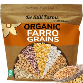 Be Still Farms Farro Grain Organic (4.8 lb) - Whole Emmer Wheat Berries Bulk - Ancient Grains Ideal for Soup, Salad, Flour - High in Protein & Fiber | USA Grown | USDA Certified | Vegan | Non-GMO