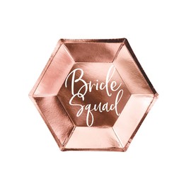 Party Deco 6 Paper Plates Bride Squad Rose Gold 23 cm – Pink – One Size
