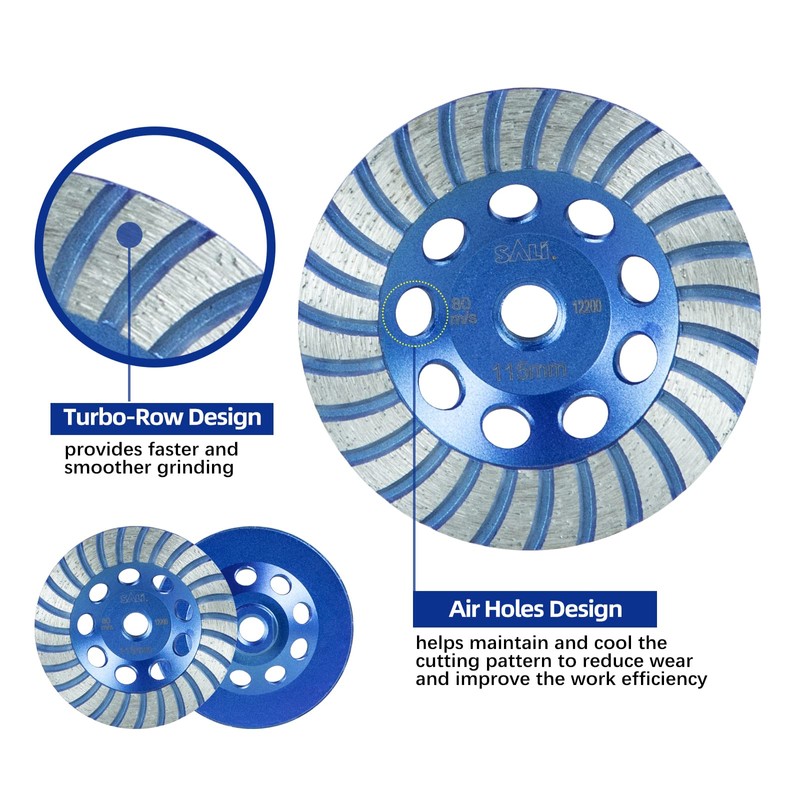 SALI 4.5 Inch Concrete Grinding Wheels 27 Turbo Diamond Segments