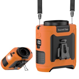 Socool 10000mAh Portable Waist Fan Clip On Personal Fans Rechargeable, 67H Cooling Wearable Belt Shirt Fan with 5 Speed Wind Adjustable & LED Light, Hanging Neck Fan for Outdoor Jobsite Camping