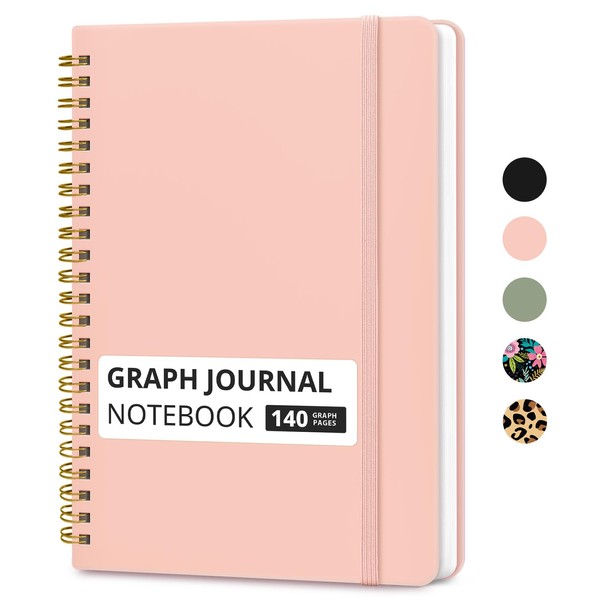 Taja Graph Spiral Journal Notebook for Women & Men, 140